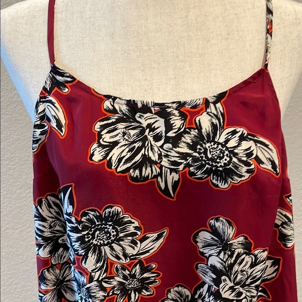 Burgundy Asymmetrical Ruffled 100% Silk Camisole by MAEVE Anthropologie - Picture 2 of 5